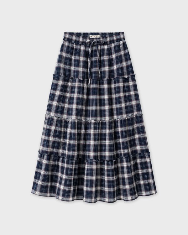 WHOAU Chân váy Meichan Asymmetric Long Plaid Skirt_WHWHG2573B