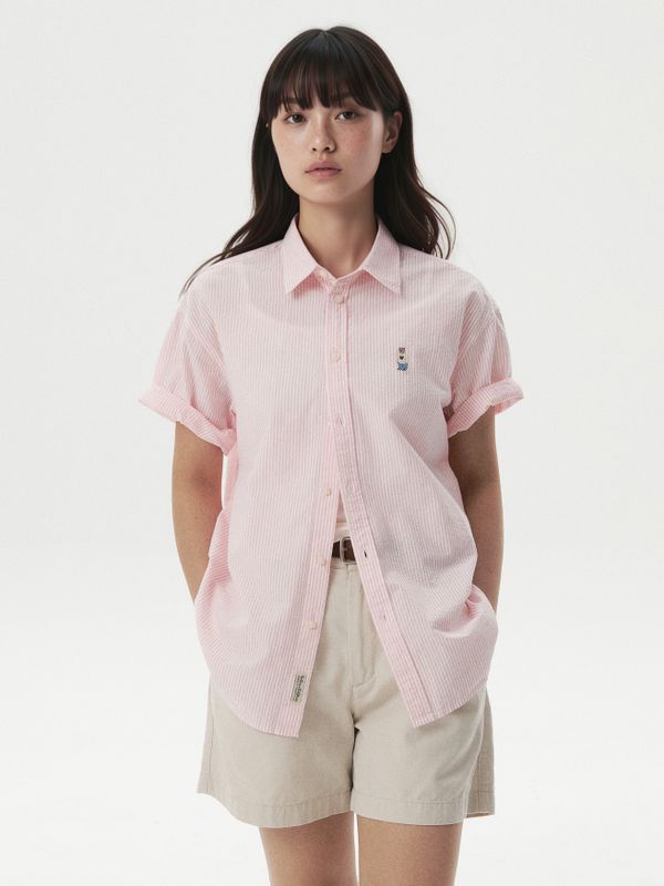 WHOAU Áo sơ mi nữ Steve Seersucker Loose-fit Shirts_WHYWG2512F