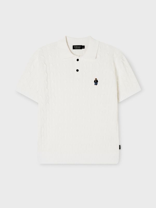 WHOAU Áo Sweater Mùa Hè Steve Collar Cable Short Sleeve Sweater_WHKAG2424U