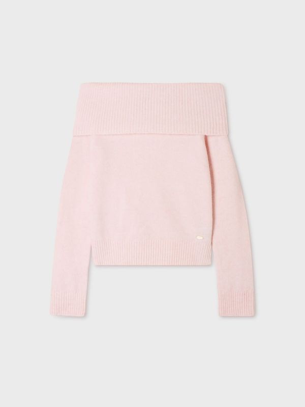 WHOAU Áo len Folded Off-Shoulder Pullover_WHKAGB937F