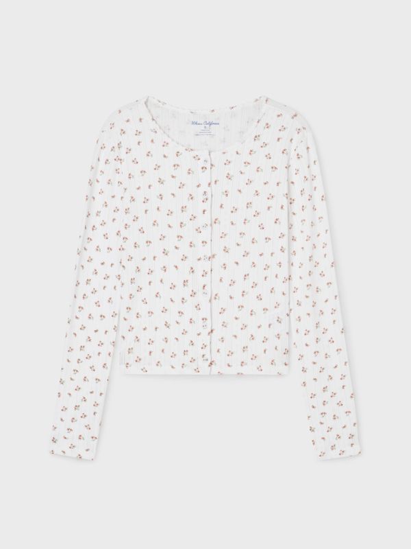 WHOAU Áo len nữ Eyelet Long Sleeve Cardigan_WHLAG2323F