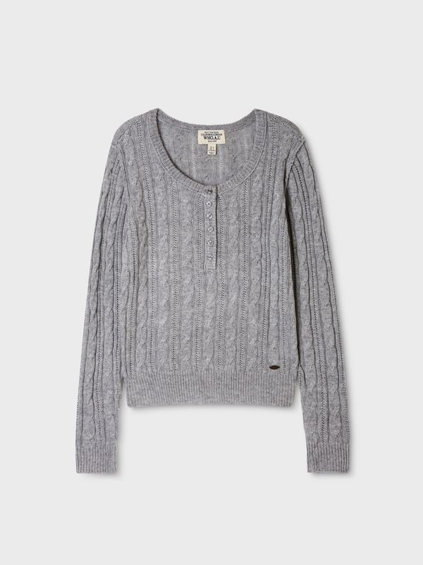 WHOAU Áo len Henley neck Cable Pullover_WHKAGB926F