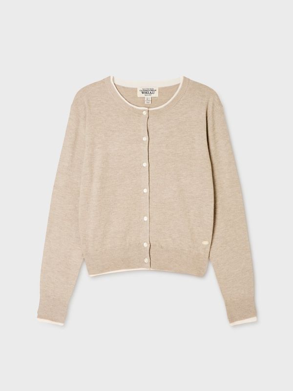 WHOAU Áo len Layered R-neck Cardigan_WHCKGB823F