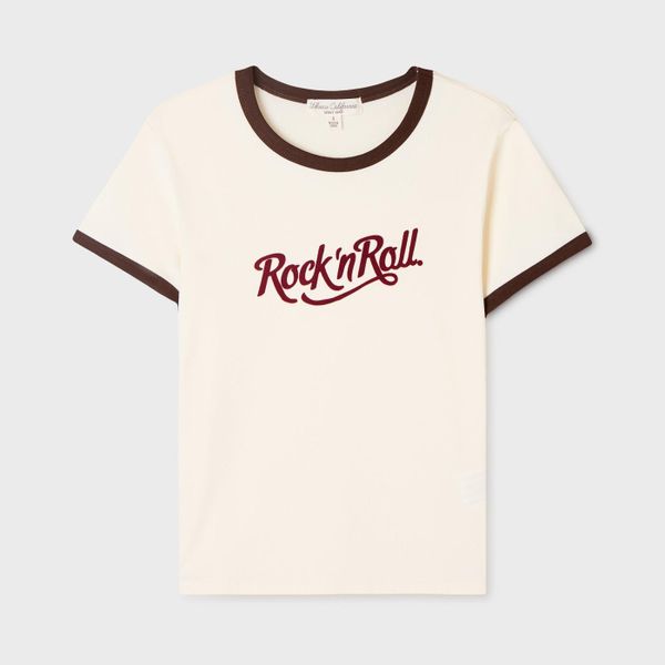 WHOAU Áo thun nữ Rock Lettering Ringer T-shirt(F)_WHRAGB721F