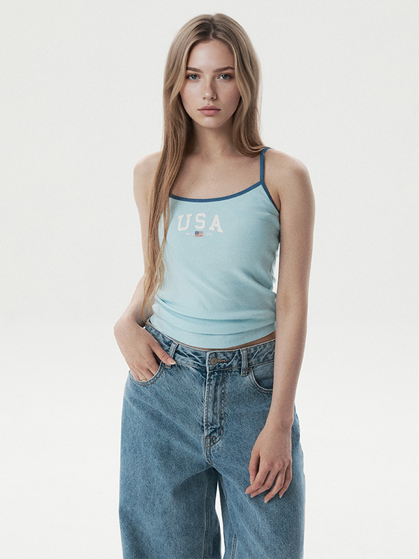 WHOAU Áo hai dây nữ USA Colorblock Sleeveless(F)_WHRNG3793F
