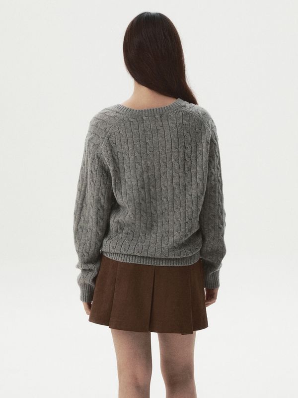 WHOAU Áo len Steve Cable V-neck Pullover_WHKAGB922F