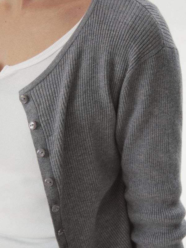 WHOAU Áo len Ribbed Button Cardigan_WHCKGB822F
