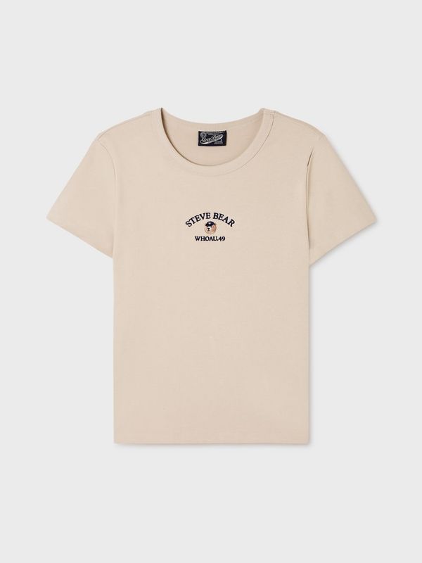 WHOAU Áo thun nữ Steve Embroidery Shorts Sleeve T-shirt[B]_WHRAGB751F