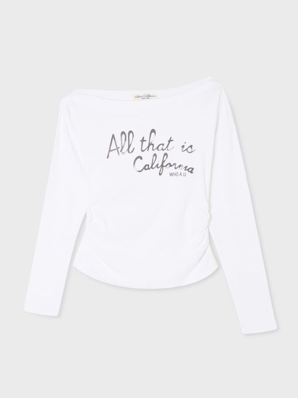 WHOAU Áo thun trễ vai One-Shoulder Long Sleeve T-shirt(F)_WHLAGB827F