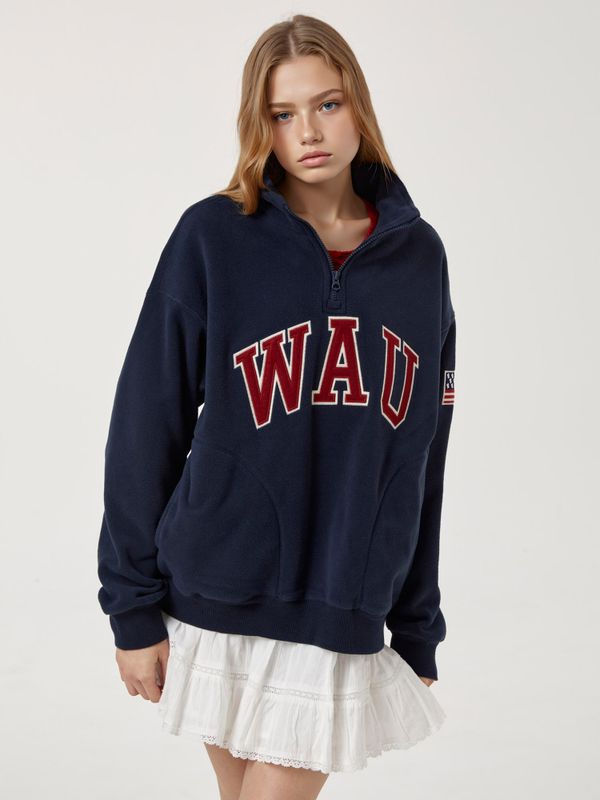 WHOAU Áo khoác Unisex Patch Fleece Half Zip-up_WHMAF4V21U