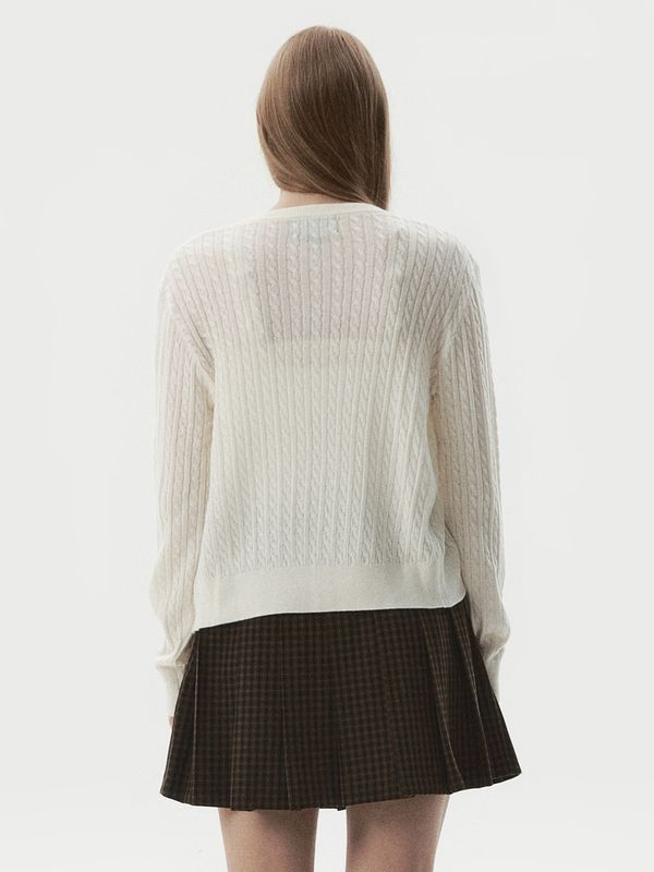 WHOAU Áo len Steve High Gauge Wool Cable Cardigan_WHCKGB912F
