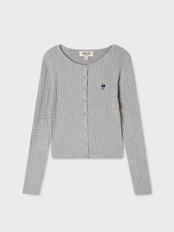 WHOAU Áo len High Gauge Cotton Cable Cardigan_WHCKGB821F
