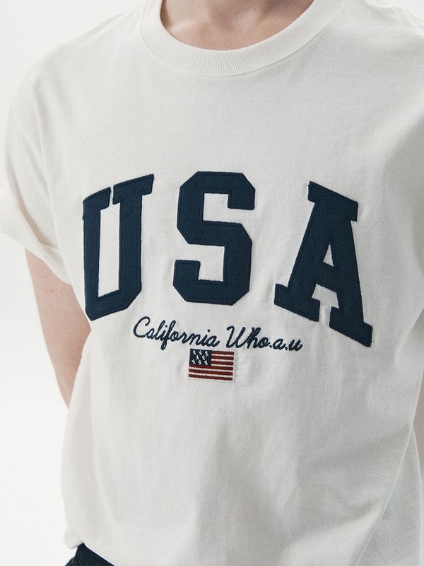 WHOAU Áo thun UNISEX USA Patch T-shirt_WHRAG2431U