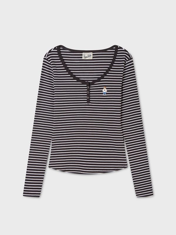 WHOAU Áo thun nữ Steve Ribbed Henryneck T-shirt[B]_WHLAG3852F