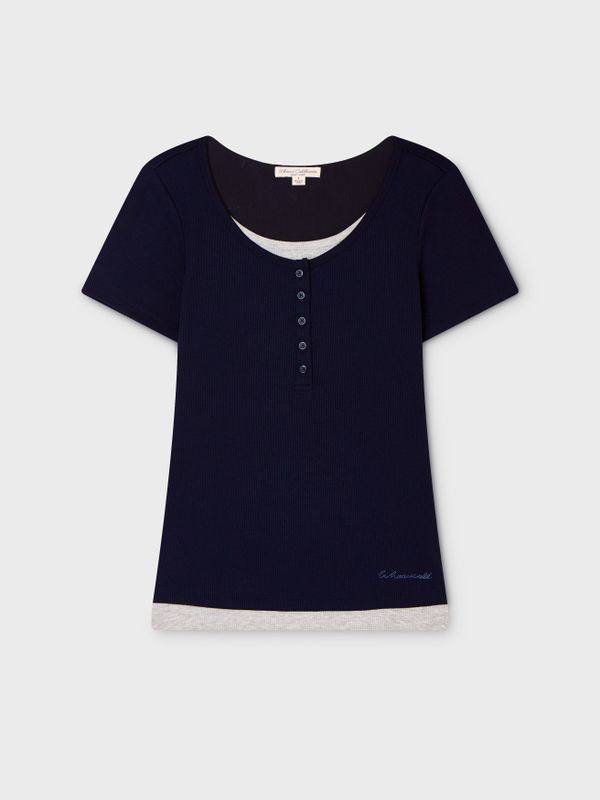 Layered Henley Short-Sleeve T-shirt