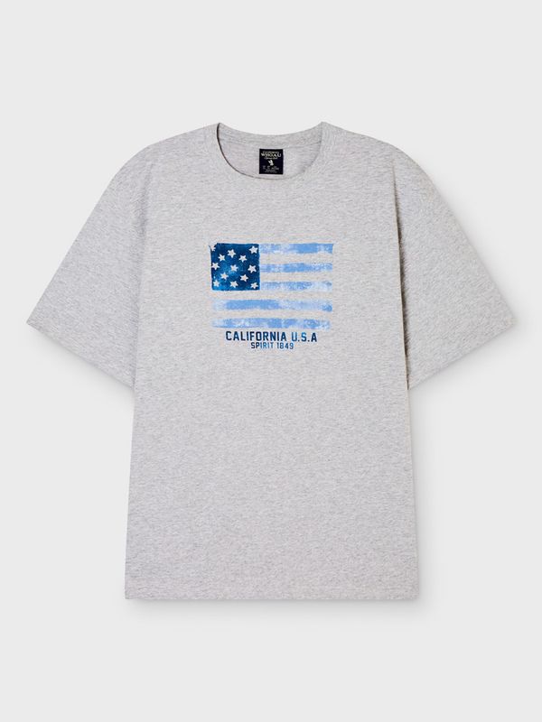 WHOAU Áo thu Unisex American Flag Printing T-shirt_WHRPG2407U