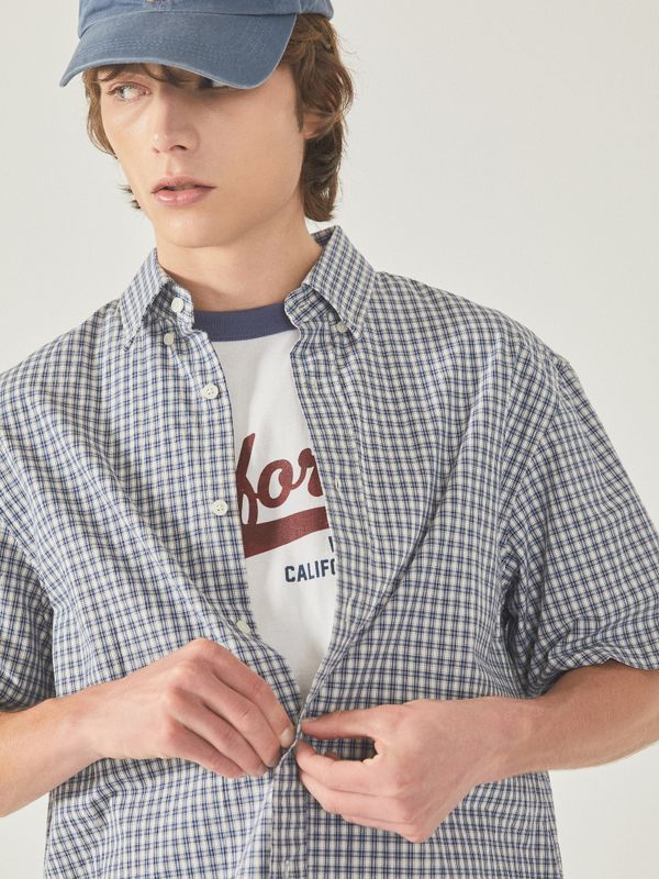 Short Sleeve Check Shirts_WHYWF2513U