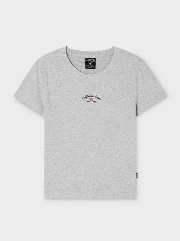 WHOAU Áo thun nữ USA Embroidery Small Logo T-shirt_WHRAG2441F
