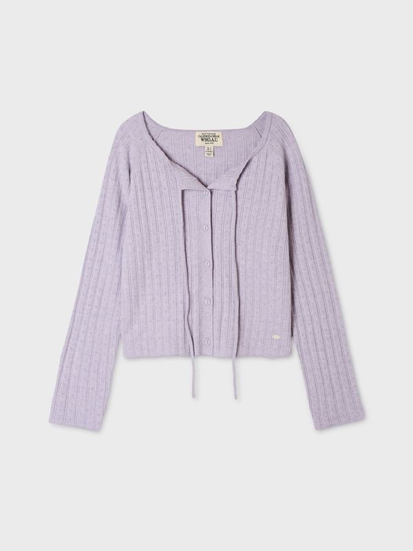 WHOAU Áo len Ribbon Punching Skashi Cardigan_WHCKGB925F