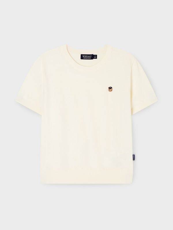 WHOAU Áo len tay ngắn Steve R-neck Plain Short Sleeve Sweater_WHKAG2425F