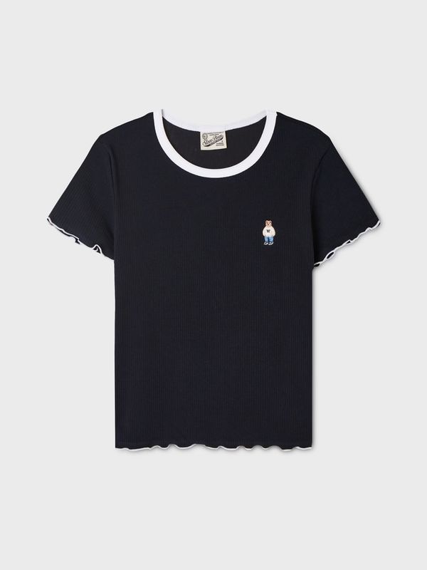 WHOAU Áo thun nữ Steve Ribbed Frill T-shirt[B]_WHRAGB752F