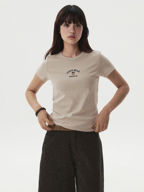 WHOAU Áo thun nữ Steve Embroidery Shorts Sleeve T-shirt[B]_WHRAGB751F