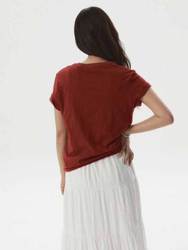 WHOAU Áo thun nữ Chain Embroidery T-Shirt_WHRAG2471F