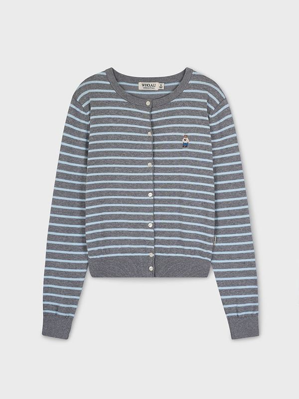 WHOAU Áo len Steve Stripe Cardigan_WHCKG2332F