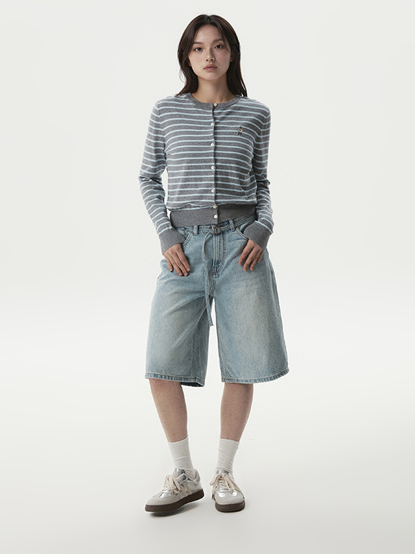 WHOAU Áo len Steve Stripe Cardigan_WHCKG2332F