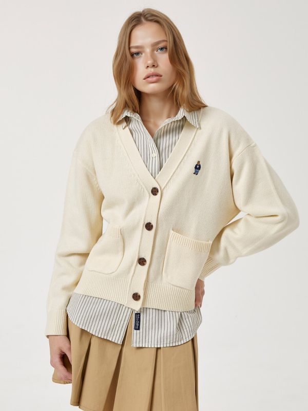 WHOAU Áo len unisex Steve V-neck Cardigan_WHCKF4911U