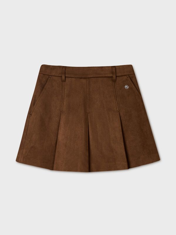 WHOAU Chân váy Synthetic Suede Pleats Skirt_WHWHGB942F