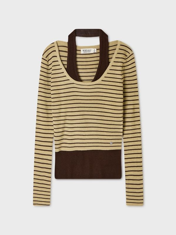WHOAU Áo len nữ Steve Halterneck Layered Pullover[B]_WHKAGB851F