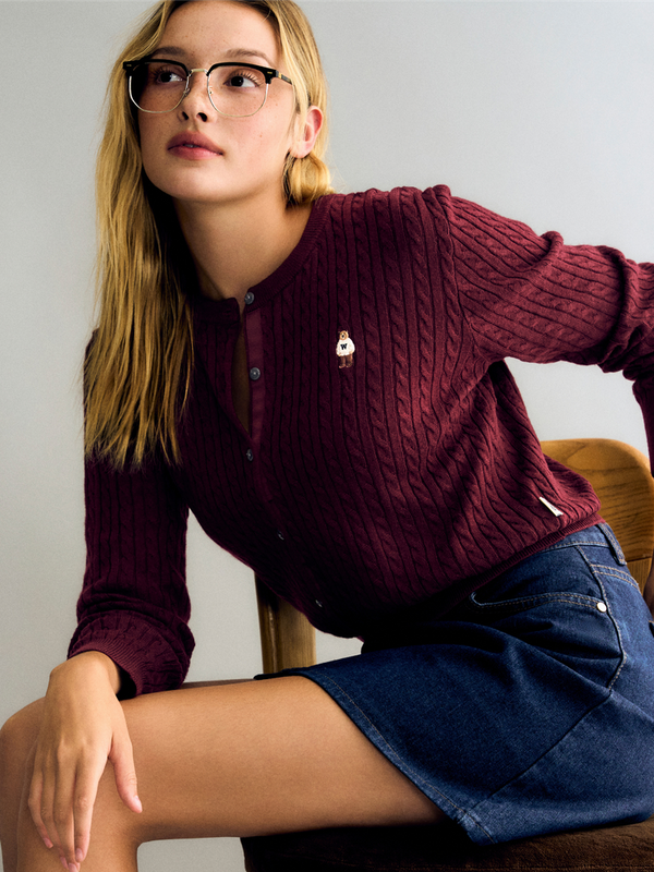 WHOAU Áo len Steve High Gauge Wool Cable Cardigan_WHCKGB912F