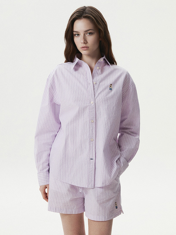 WHOAU Áo sơ mi nữ Steve Loose Fit Striped Shirts_WHYSG2311F