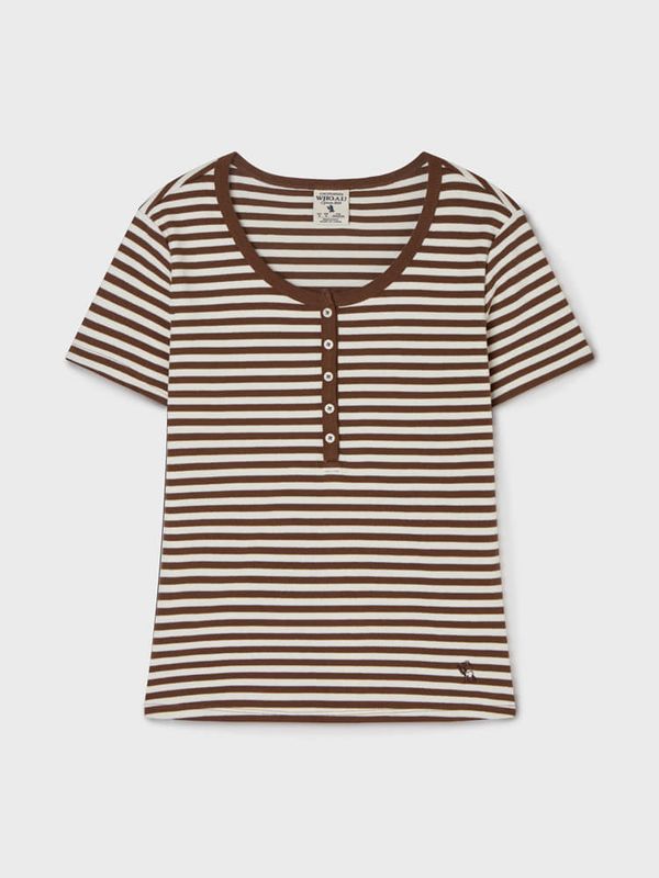 Ribbed Henry Neck T-shirt