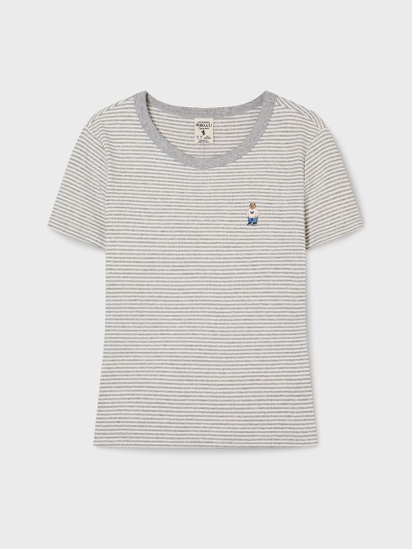 WHOAU Áo thun nữ Steve Ribbed Short Sleeve T-shirt_WHRAG2451F