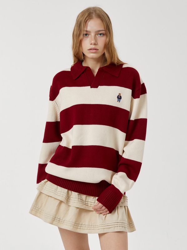 Steve Stripe Open Collar Pullover_WHKAF4923U