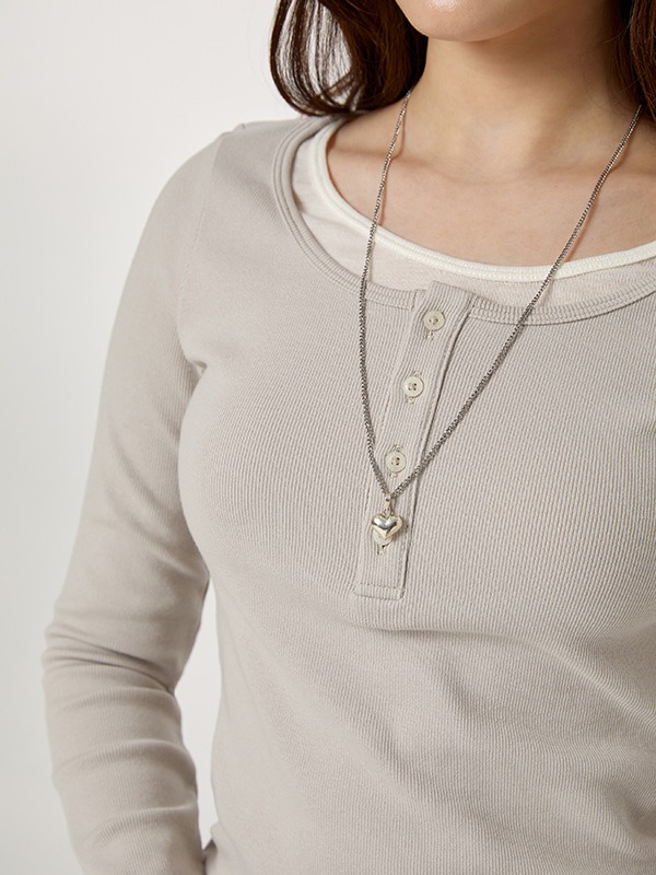 Layered Henry Neck Long Sleeve T-Shirt