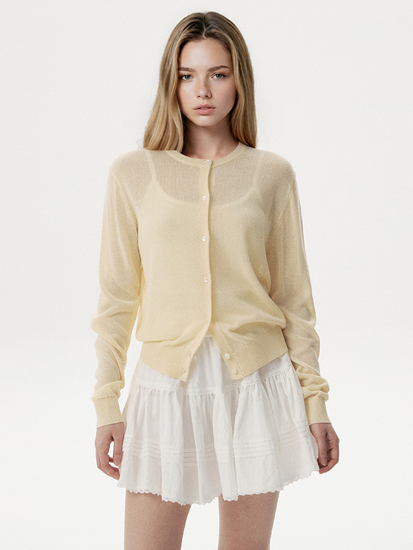WHOAU Áo Cardiagn nữ Linen Blend Plain Cardigan_WHCKG2524F