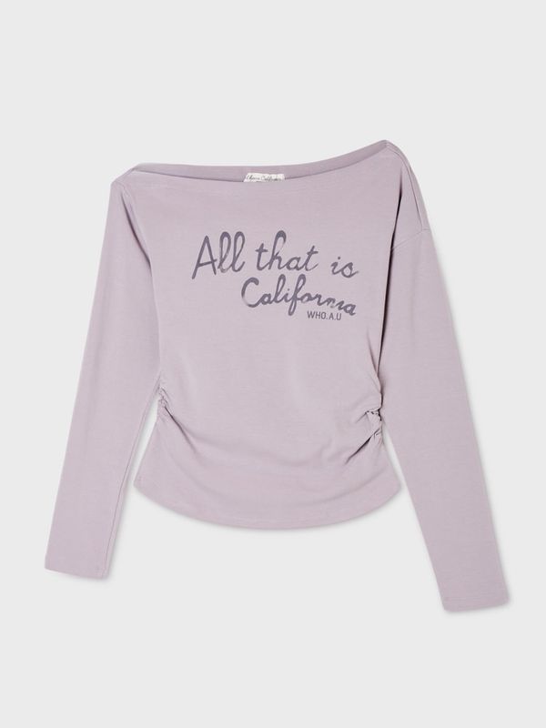 WHOAU Áo thun trễ vai One-Shoulder Long Sleeve T-shirt(F)_WHLAGB827F