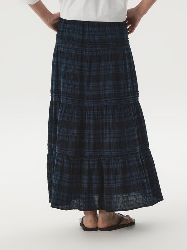 WHOAU Chân váy Check long tiered skirt_WHWHGB822F