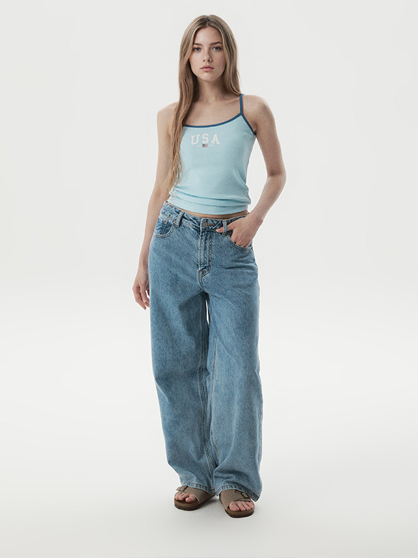 WHOAU Áo hai dây nữ USA Colorblock Sleeveless(F)_WHRNG3793F
