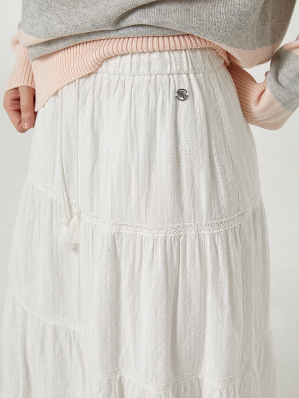 Dobby Long Tiered Skirt