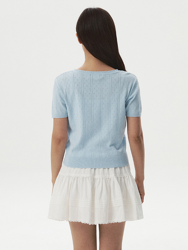 WHOAU Áo Cardigan Punching Skashi Short Sleeve Cardigan_WHCKG2522F