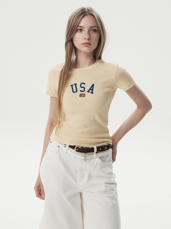 USA Ribbed Short-sleeve T-shirt
