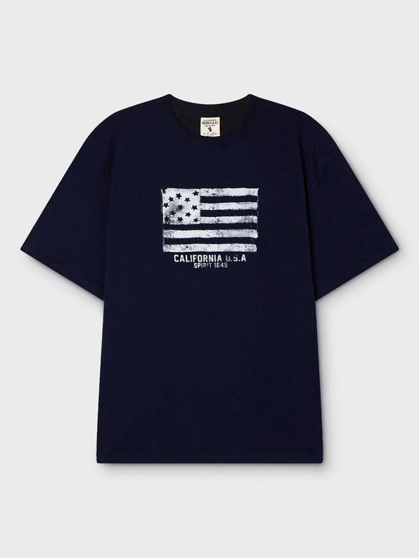 WHOAU Áo thu Unisex American Flag Printing T-shirt_WHRPG2407U
