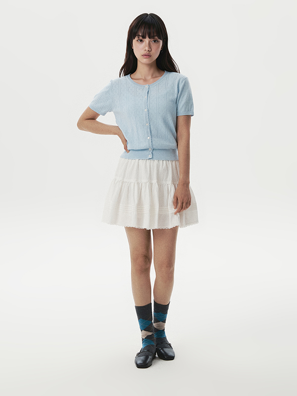 WHOAU Áo Cardigan Punching Skashi Short Sleeve Cardigan_WHCKG2522F
