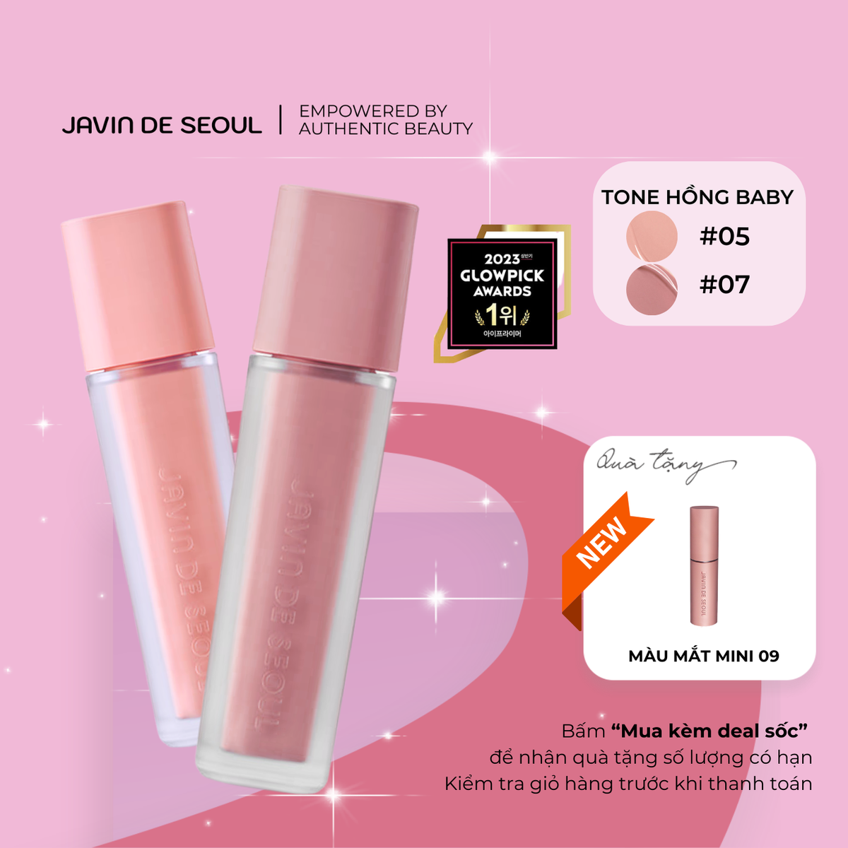 [TONE HỒNG BABY] Combo 2 Phấn Mắt Dạng Kem Wink Eye Shade Primer, Mịn Lì