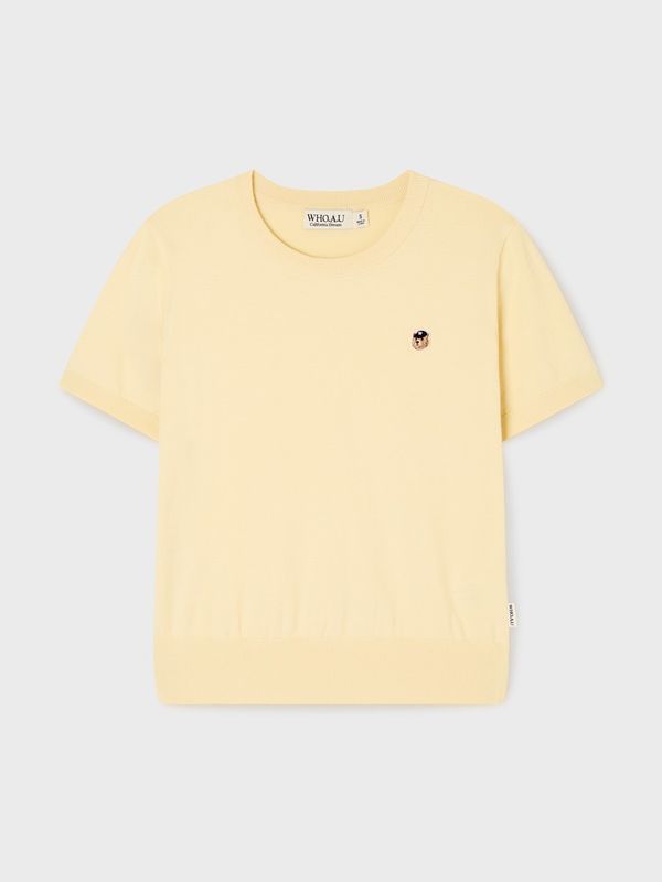 WHOAU Áo len tay ngắn Steve R-neck Plain Short Sleeve Sweater_WHKAG2425F
