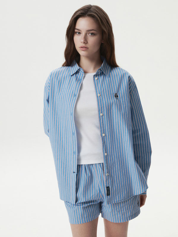 WHOAU Áo sơ mi nữ Steve Loose Fit Striped Shirts_WHYSG2311F